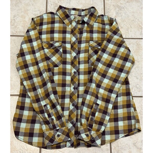 Duluth Trading Co Women Size L Button Up Plaid Flannel Shirt Western Country - Picture 11 of 11